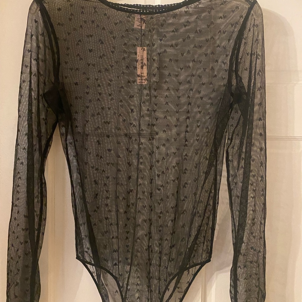 NWT Victoria’s Secret Black heart bodysuit Size M